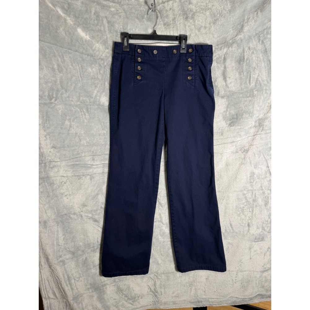 J.Crew Womens Navy Blue Cotton Sailor Pants High Rise Button Front Size 4